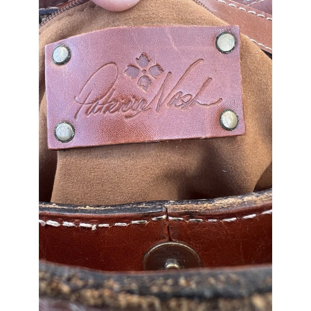 Vintage Patricia Nash embossed floral brown leather shoulder bag designer hippie - Picture 8 of 16